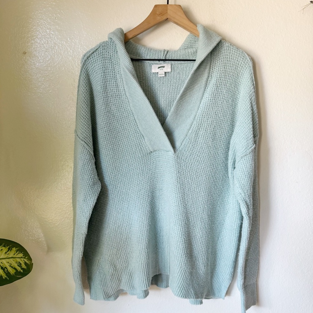Aerie | Cozy Up Waffle Knit Hoodie Sweater